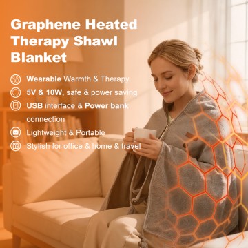 USB 5v low voltage far infrared therapy graphene electric heating blanket shawl